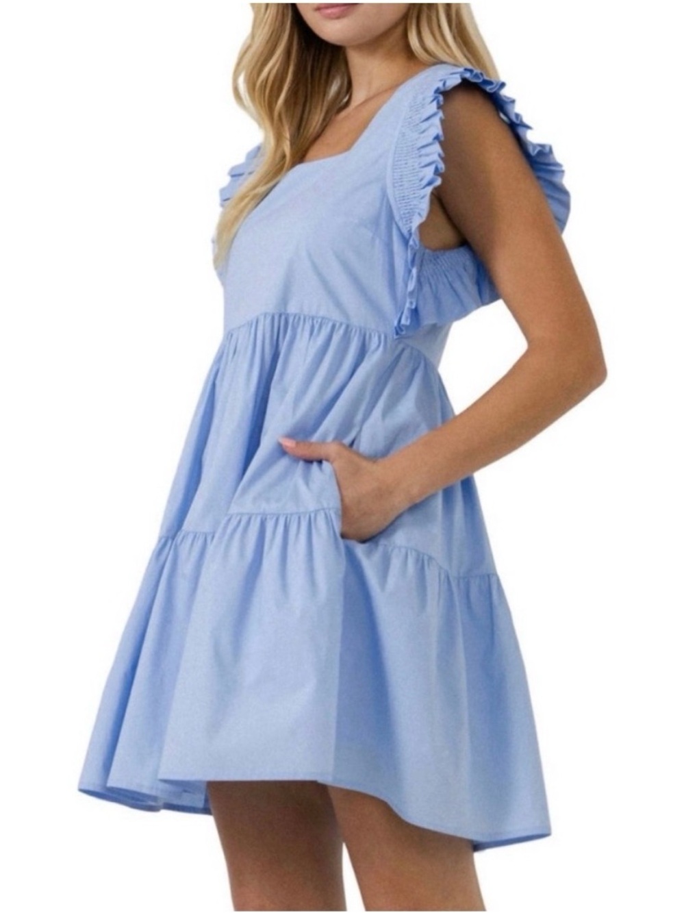 English Factory Sky Blue Sleeveless Mini Dress
